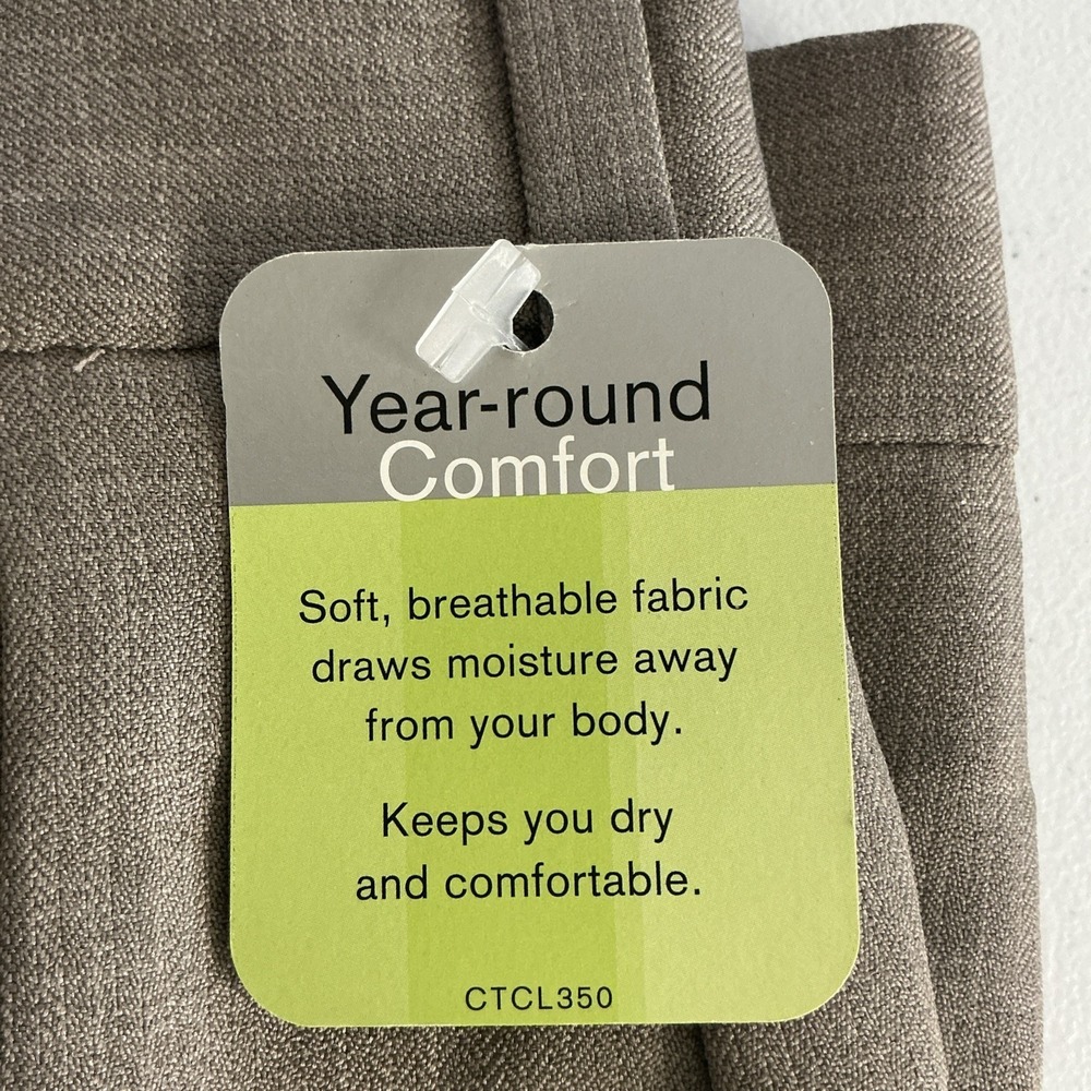 Claiborne‎ Pants Mens 38x30 Beige Khaki Polyester-Herringbone Pleated Cuffed NWT - Picture 4 of 9